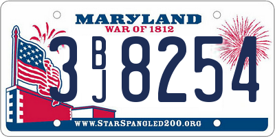 MD license plate 3BJ8254