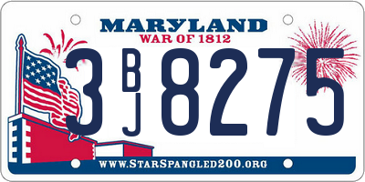MD license plate 3BJ8275