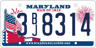 MD license plate 3BJ8314
