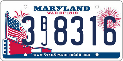 MD license plate 3BJ8316