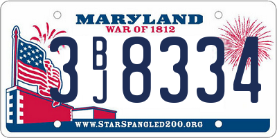 MD license plate 3BJ8334