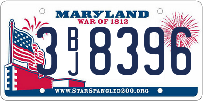 MD license plate 3BJ8396