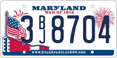MD license plate 3BJ8704