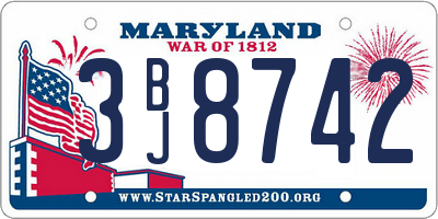 MD license plate 3BJ8742
