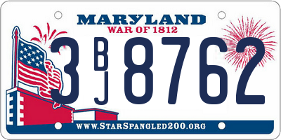 MD license plate 3BJ8762