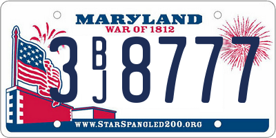 MD license plate 3BJ8777