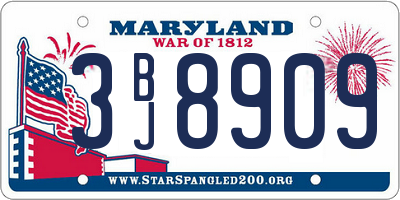 MD license plate 3BJ8909