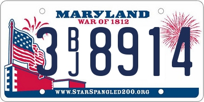 MD license plate 3BJ8914