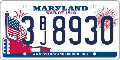 MD license plate 3BJ8930