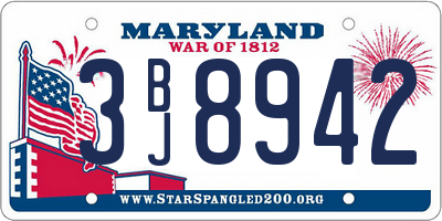 MD license plate 3BJ8942