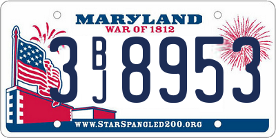MD license plate 3BJ8953