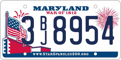 MD license plate 3BJ8954