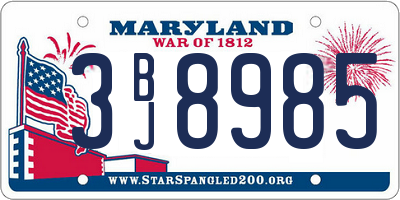 MD license plate 3BJ8985