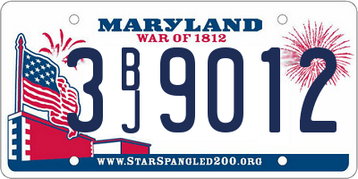 MD license plate 3BJ9012