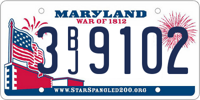 MD license plate 3BJ9102
