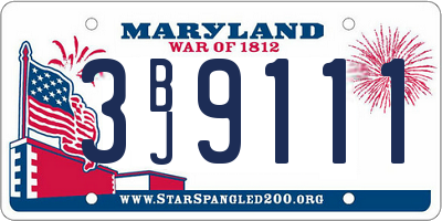 MD license plate 3BJ9111