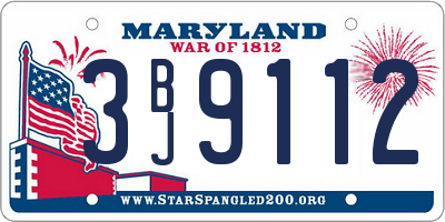 MD license plate 3BJ9112