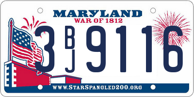 MD license plate 3BJ9116