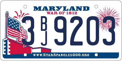MD license plate 3BJ9203