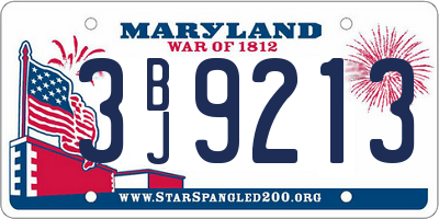 MD license plate 3BJ9213