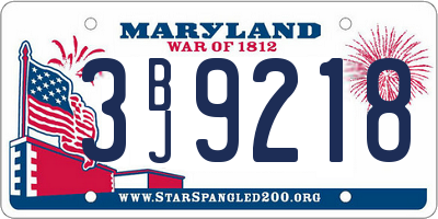 MD license plate 3BJ9218