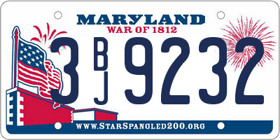 MD license plate 3BJ9232