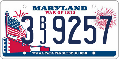 MD license plate 3BJ9257