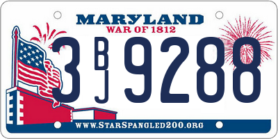 MD license plate 3BJ9288
