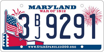 MD license plate 3BJ9291
