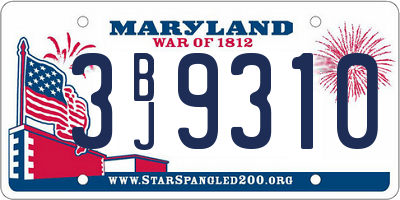 MD license plate 3BJ9310