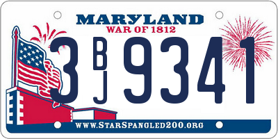 MD license plate 3BJ9341