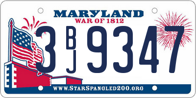 MD license plate 3BJ9347