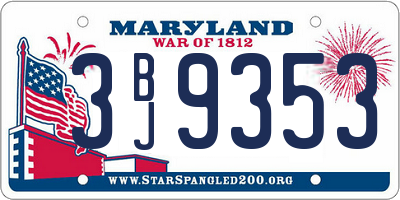 MD license plate 3BJ9353