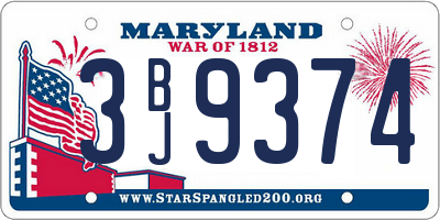 MD license plate 3BJ9374