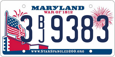 MD license plate 3BJ9383