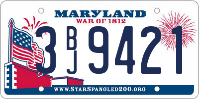 MD license plate 3BJ9421