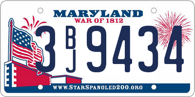 MD license plate 3BJ9434