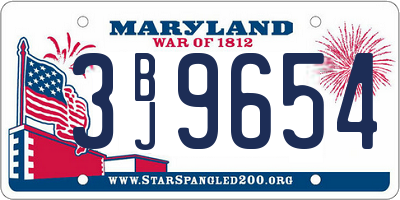 MD license plate 3BJ9654