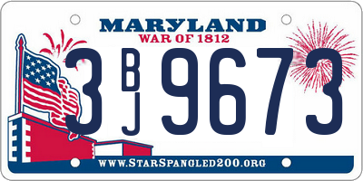 MD license plate 3BJ9673