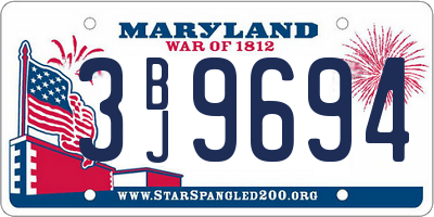 MD license plate 3BJ9694
