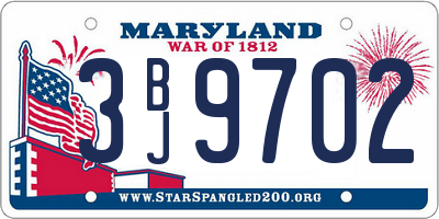 MD license plate 3BJ9702