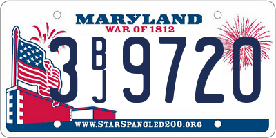MD license plate 3BJ9720