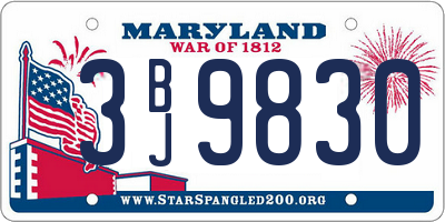 MD license plate 3BJ9830