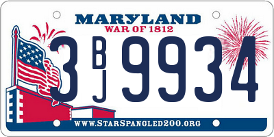 MD license plate 3BJ9934