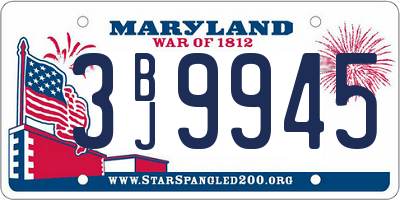 MD license plate 3BJ9945