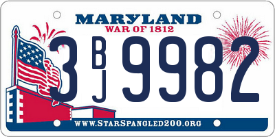MD license plate 3BJ9982