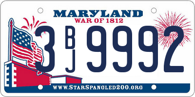 MD license plate 3BJ9992