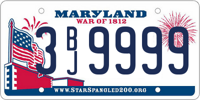 MD license plate 3BJ9999