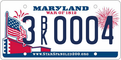 MD license plate 3BK0004