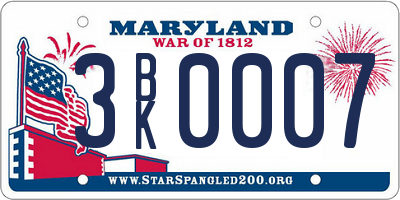 MD license plate 3BK0007
